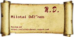 Milotai Dénes névjegykártya